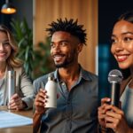 Teacher, singer, and public speaker practicing gentle vocal warm ups and hydration to prevent throat clearing and protect their voices